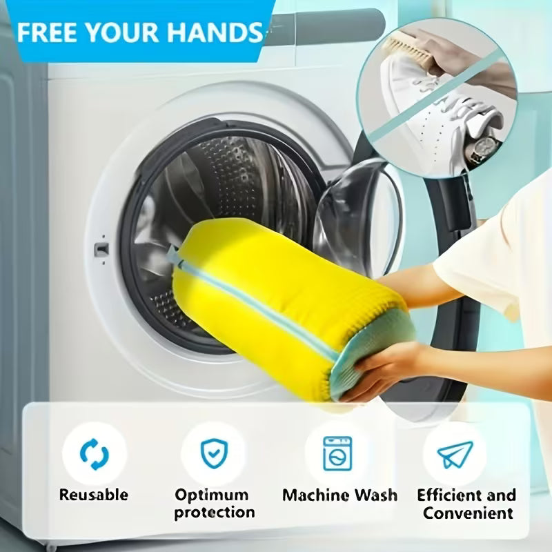 Shoe Washing Bag for Washing Machine, Fluffy Fiber Maintains 360° All-Around Cleaning