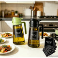 2 Kitchen Glass Olive Oil Bottles with 6 Stickers