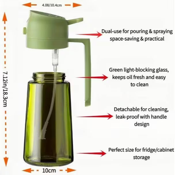 2 Kitchen Glass Olive Oil Bottles with 6 Stickers